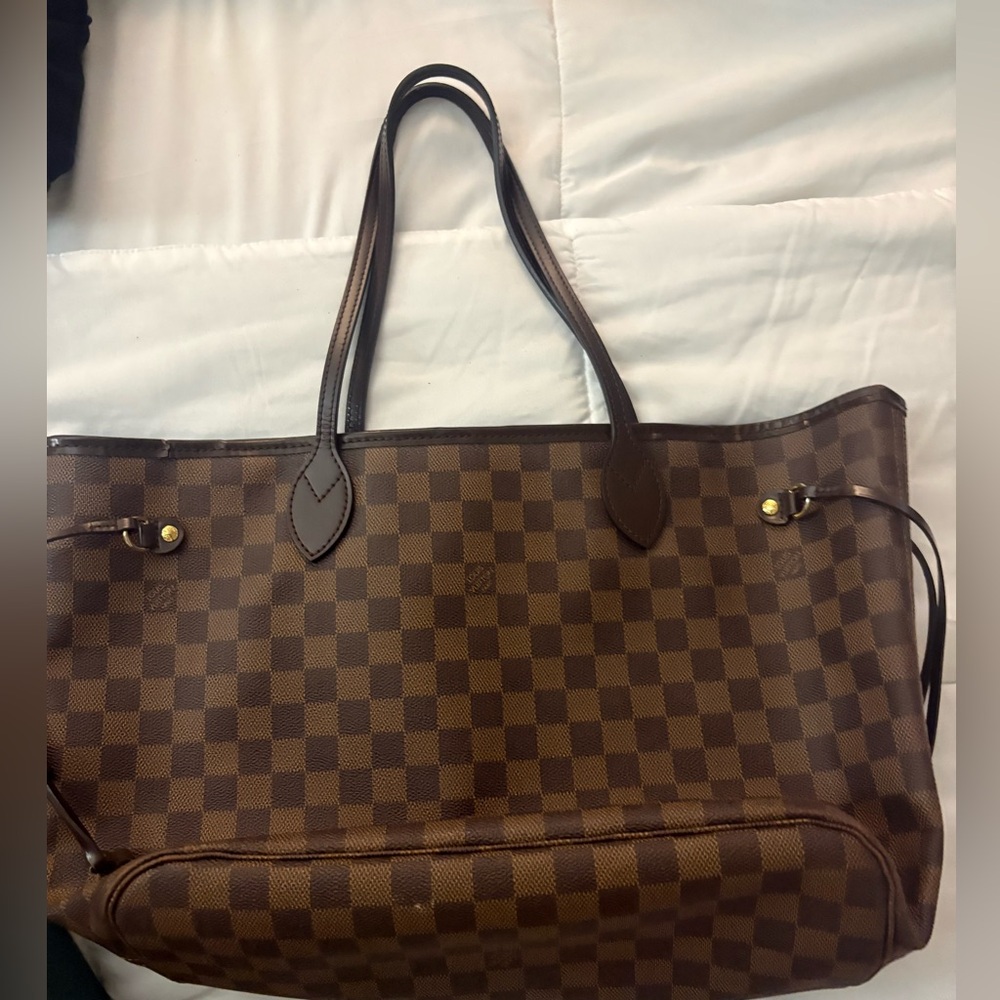 Louis Vuitton Brown Checkered MM Neverfull MM Damier Tote/ gift with purchase - Picture 2 of 16